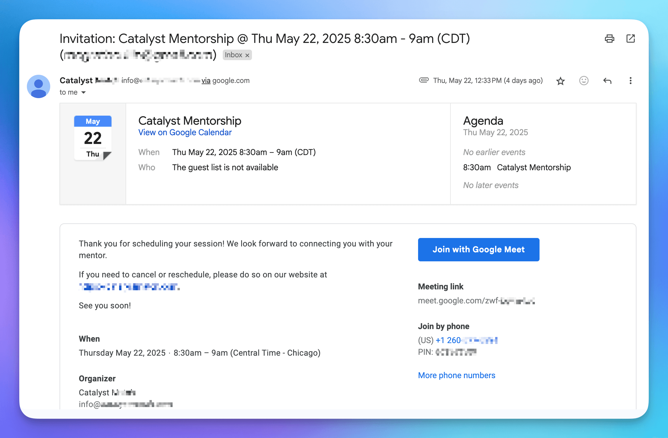 Google Calendar Invite