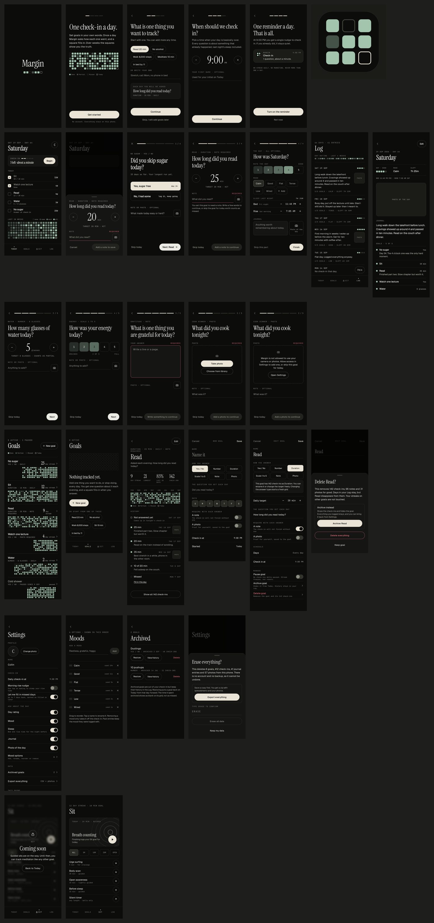 Every Margin screen designed before any code was written
